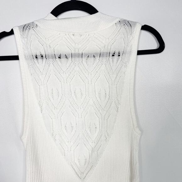 Free People Small S White On Point Bodysuit Sleeveless Knit Ribbed Mock Neck - Picture 6 of 14